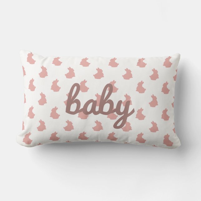Cute Bunny  Rosa Baby Nursery Lumbarkudde (Framsida)