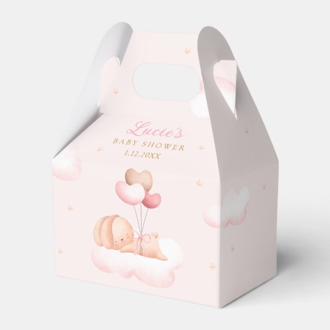 Cute Bunny  Rosa Watercolor Girl Baby Shower Presentaskar (Framsidan Sidan)