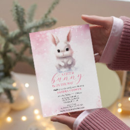 Cute Bunny Rosa Winter Anpassningsbar Baby Shower Inbjudningar