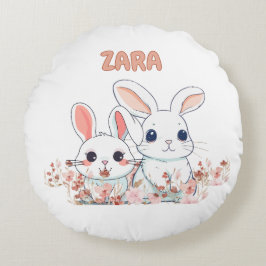 Cute Bunny Round Pillow Rund Kudde