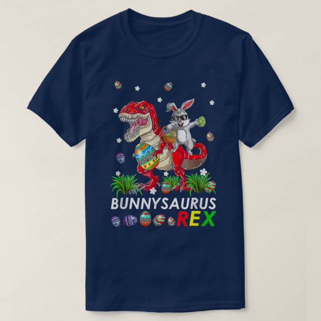 Cute Bunny saurus Rex T Rex Dino Dabbing Rabbit Ea Shirt (Design framsida)
