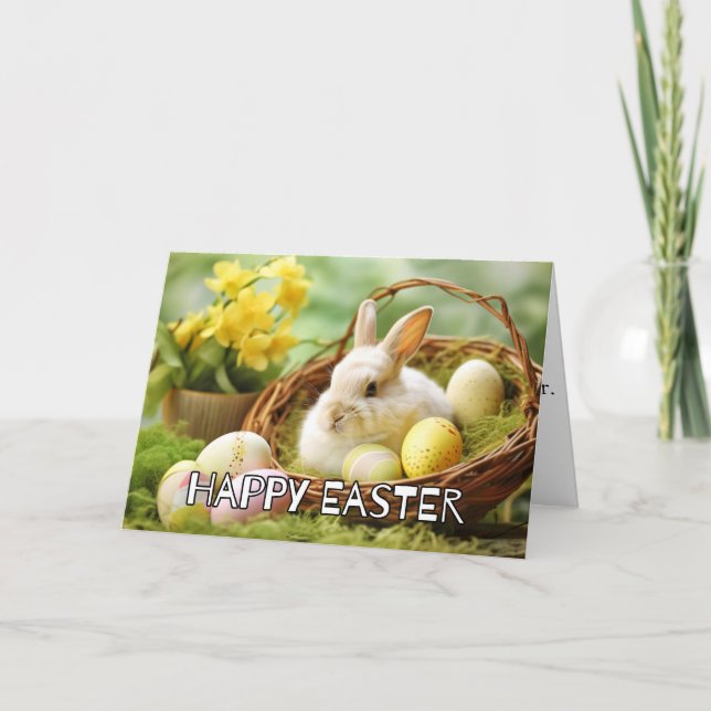 Cute Bunny Says Glad påsk Helgkort (Framsida)
