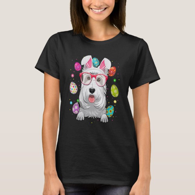 Cute Bunny Scottish Terrier Hund Ansikte Påskägg E T Shirt (Framsida)