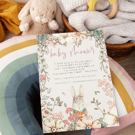 Cute Bunny Script Girl Baby Shower Inbjudningar