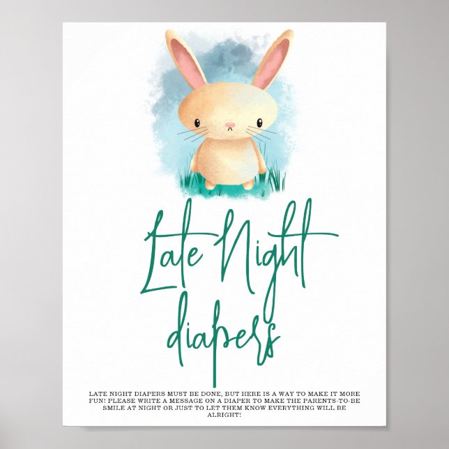 Cute Bunny - sena nattblöjor Poster (Framsidan)