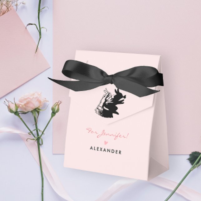 Cute Bunny Silhouette och Butterfly vid Rosa Party Presentaskar (Skapare uppladdad)