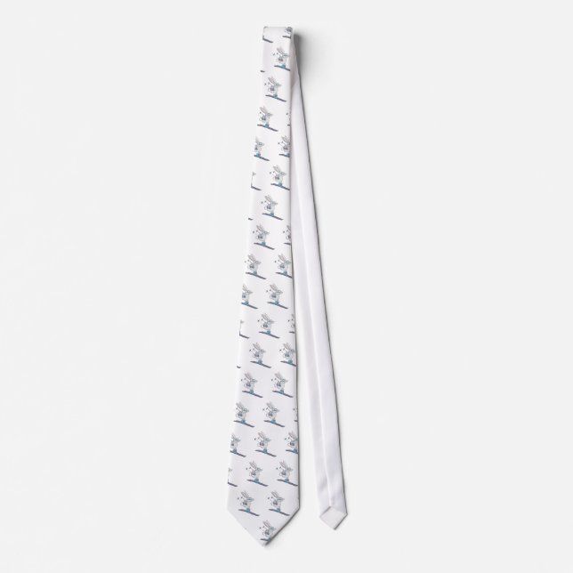 Cute bunny skiing kärlek necktie slips (Framsida)