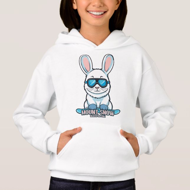 Cute Bunny Skiing Mount Snö T Shirt (Framsida)
