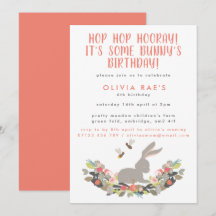 Cute Bunny Skutt Skutt Hooray Barns födelsedag