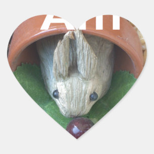 Cute Bunny Snacking Hjärtformat Klistermärke