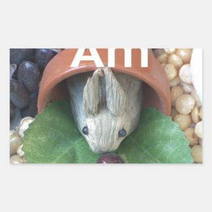 Cute Bunny Snacking Rektangulärt Klistermärke
