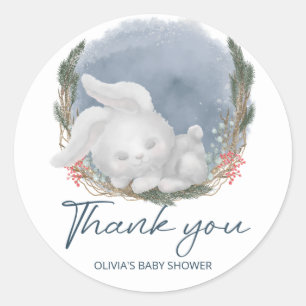 Cute Bunny Snowly Winter Baby Shower Tack Runt Klistermärke
