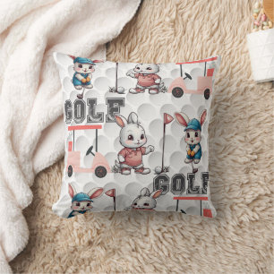 Cute Bunny spelar ut golf Skriv ut Kudde