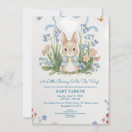 Cute Bunny Spring Floral Baby Shower Inbjudningar