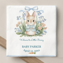 Cute Bunny Spring Floral Personalized Baby Shower 