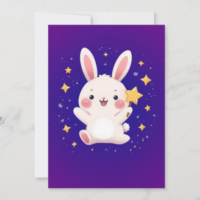 Cute Bunny Star Greeting Card Julkort (Framsida)