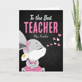 Cute Bunny, tack för ditt kort för lärare - Black