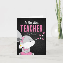 Cute Bunny, tack för ditt kort för lärare - Black
