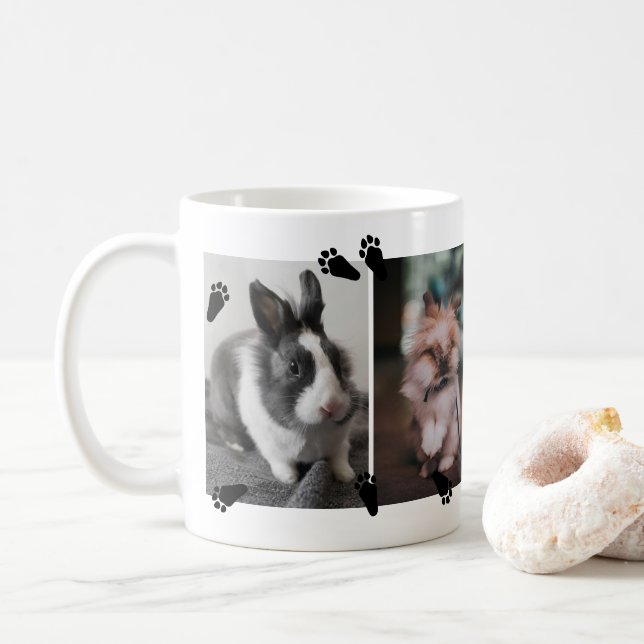 Cute Bunny Tass avtryck Four Pet Rabbit Photos Kaffemugg (Med munk)