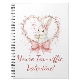 Cute Bunny Tea-riffic Valentine Spiral Notebook Anteckningsbok