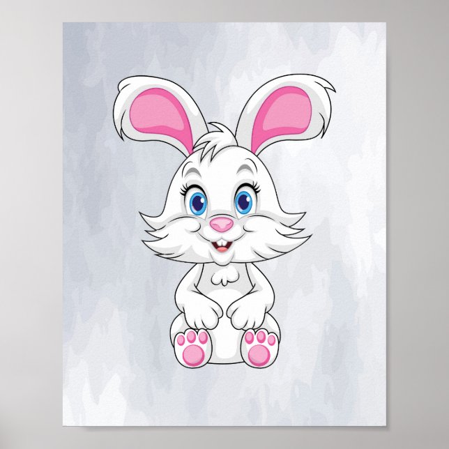Cute Bunny Tecknad Poster! Baby-kanin Wall Art Poster (Framsidan)