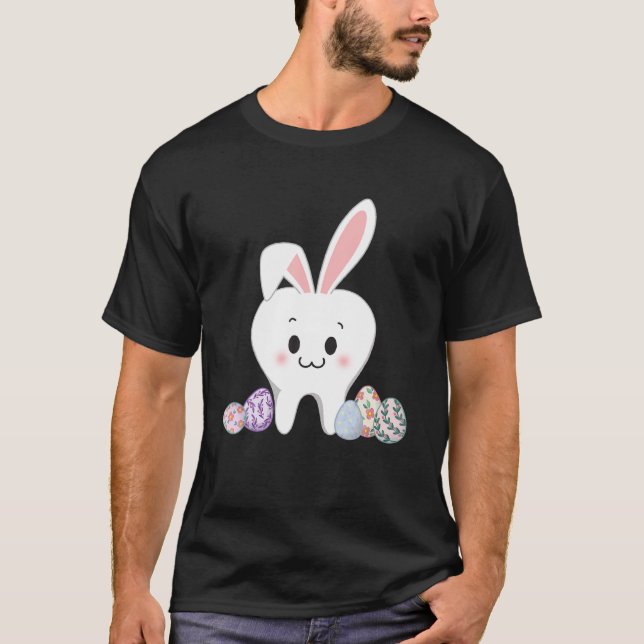 Cute Bunny Teeth Dentist Påsk Day Gifts Dental L T Shirt (Framsida)