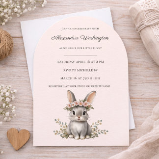 Cute Bunny Theme Gender Neutral Baby Shower Inbjudningar