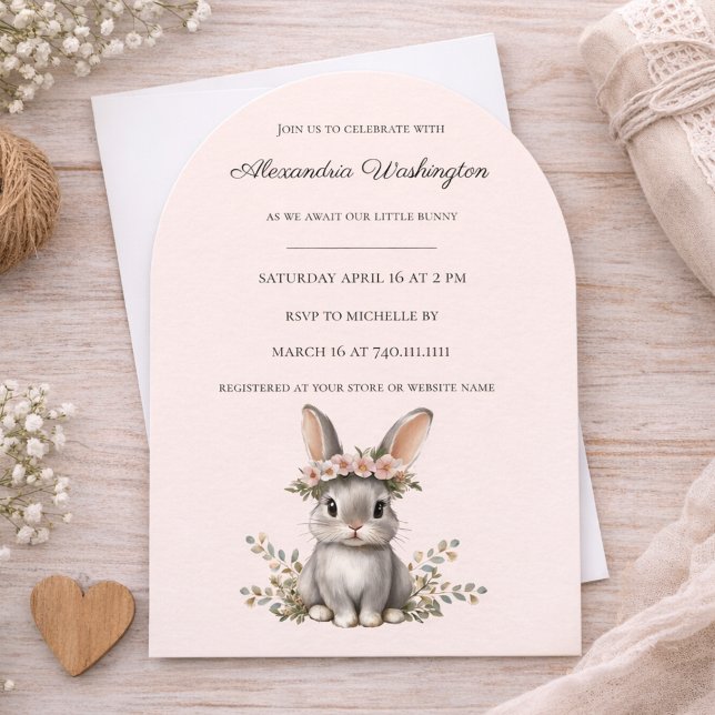 Cute Bunny Theme Gender Neutral Baby Shower Inbjudningar (Skapare uppladdad)