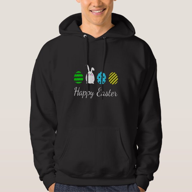 Cute Bunny Tie Dye Påskägg Day Hoodie (Framsida)