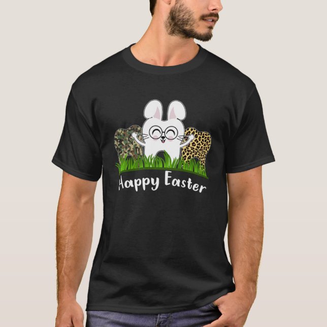 Cute Bunny Tooth Leopard Camo Dentist Dental Happy T Shirt (Framsida)