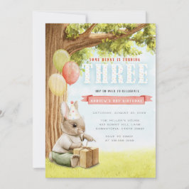 Cute Bunny Tredje födelsedag-inbjudan Inbjudningar