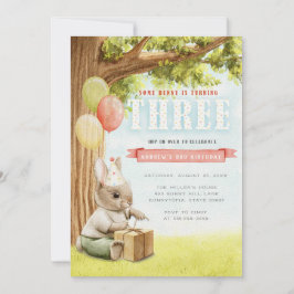 Cute Bunny Tredje födelsedag-inbjudan Inbjudningar