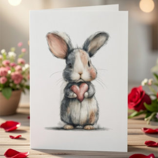 Cute Bunny Valentine Card with Heart – Sweet Love Helgkort