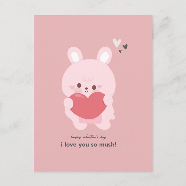 Cute bunny valentins vykort (Framsida)