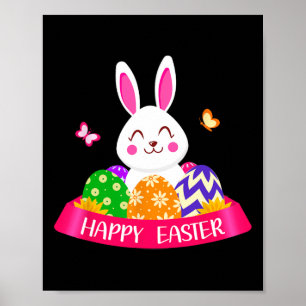Cute Bunny Vår Hunt Eggs Rabbit Glad påsk Da Poster