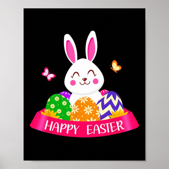 Cute Bunny Vår Hunt Eggs Rabbit Glad påsk Da Poster (Framsidan)