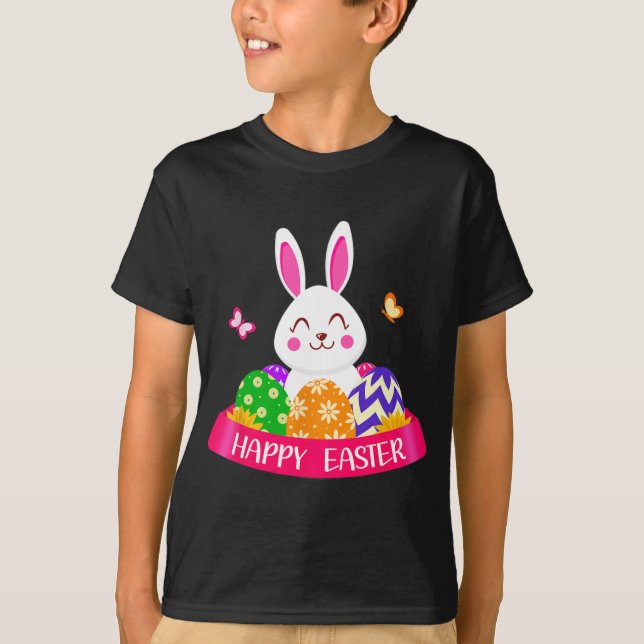 Cute Bunny Vår Hunt Eggs Rabbit Glad påsk Da T Shirt (Framsida)