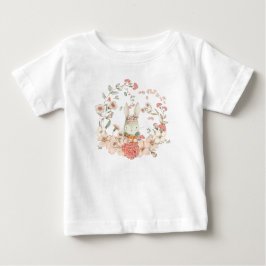 Cute Bunny Vintage Blommigts  Coral Foliage T Shirt