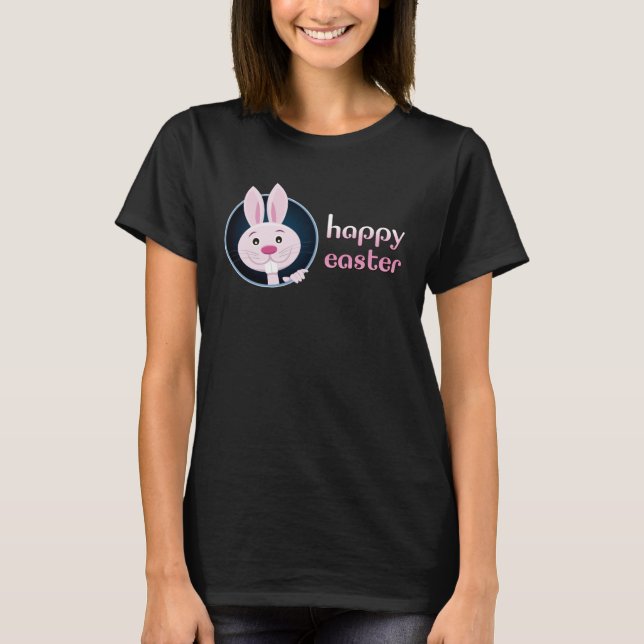 Cute Bunny w Happy Easter for Teacher T Shirt (Framsida)