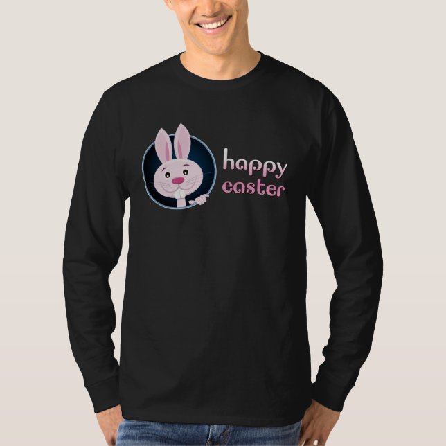 Cute Bunny w Happy Easter for Teacher T Shirt (Framsida)
