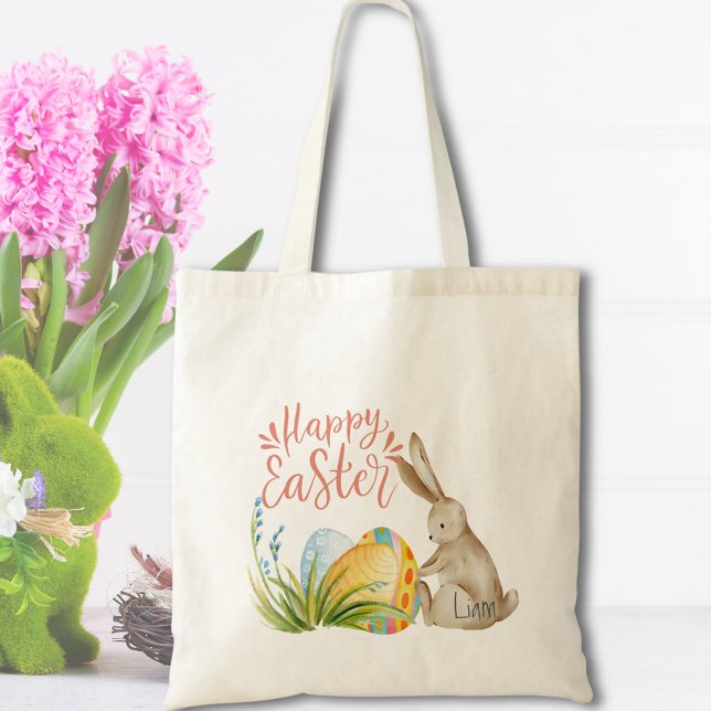 Cute Bunny Watercolor Eggs Påsk Tote Bag Tygkasse (Cute Bunny Watercolor Eggs Easter Tote Bag
)