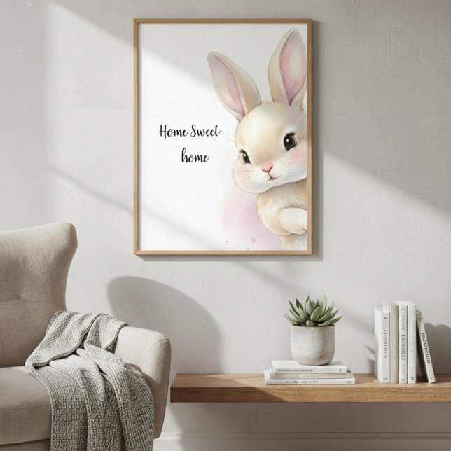 Cute Bunny Watercolor Personalized Text  Poster (Skapare uppladdad)