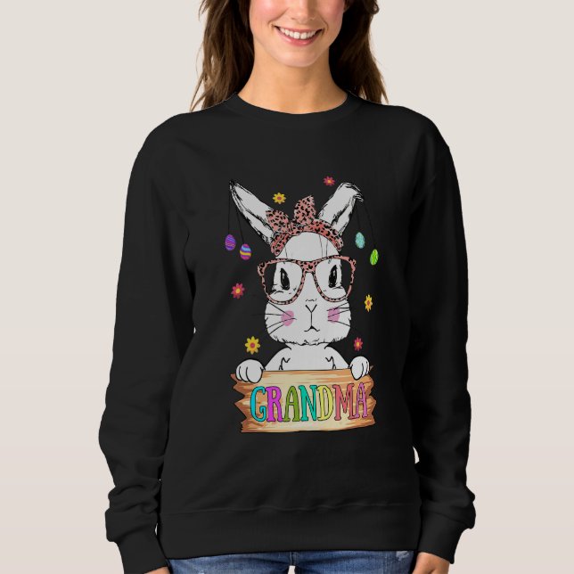 Cute Bunny Wearing Ansikte Mask Grandma Glad påsk T Shirt (Framsida)