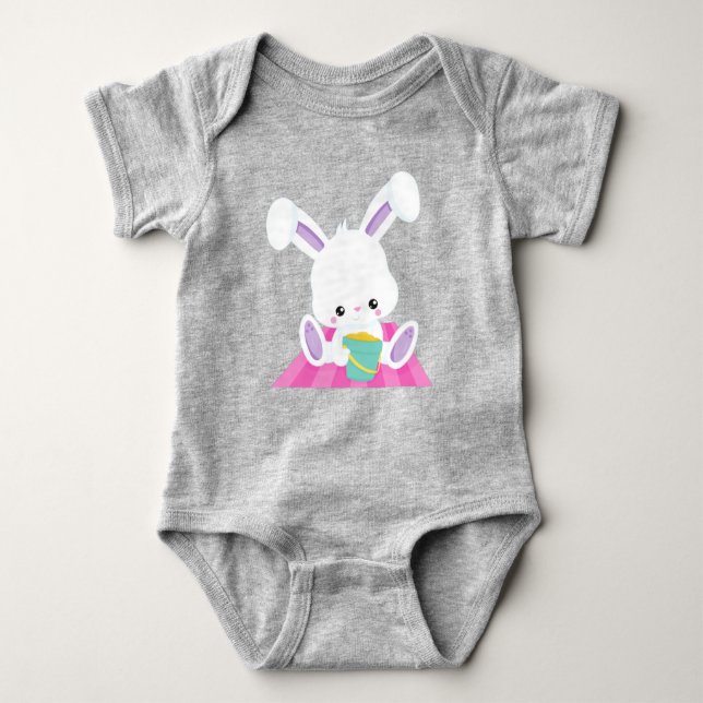 Cute Bunny, White Bunny, Baby Bunny, Beach Bucket T Shirt (Framsida)