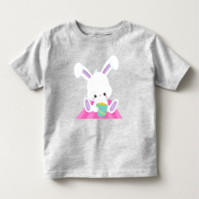 Cute Bunny, White Bunny, Baby Bunny, Beach Bucket T Shirt (Framsida)