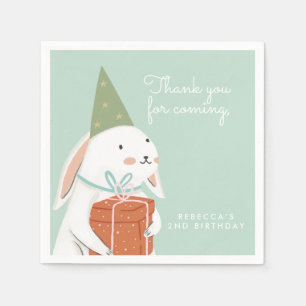 Cute Bunny White Rabbit Birthday Pappersservett