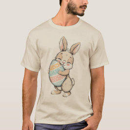 Cute Bunny with Colourful Easter Egg Illustration T Shirt