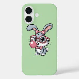 Cute Bunny with Glasses Blowing Bubble Gum