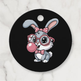 Cute Bunny with Glasses Blowing Bubble Gum Gåvor Etiketter