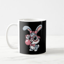 Cute Bunny with Glasses Blowing Bubble Gum Kaffemugg